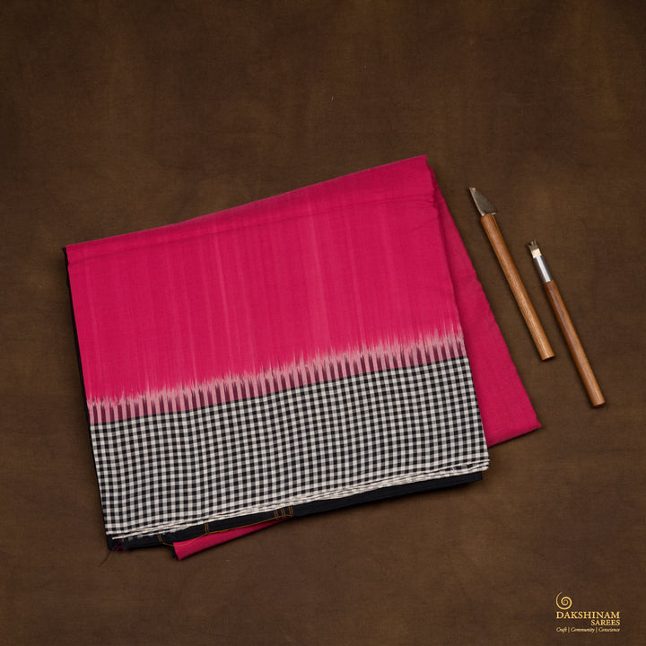 Folded Handwoven Ikat Cotton Saree