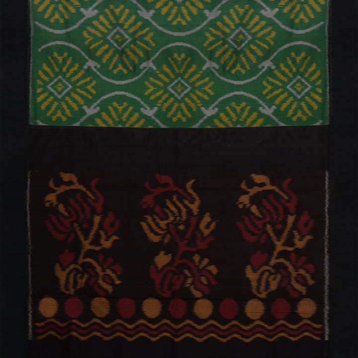 Pallu of Handwoven Ikat Cotton Saree