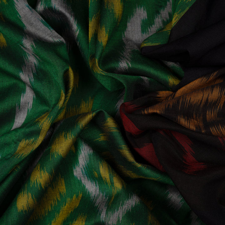 Closeup of Handwoven Ikat Cotton Saree