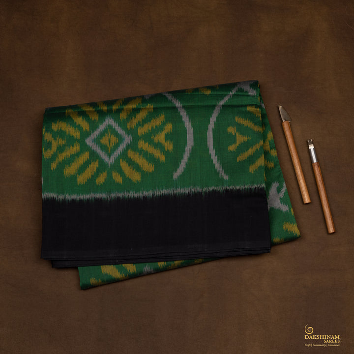 Folded Handwoven Ikat Cotton Saree