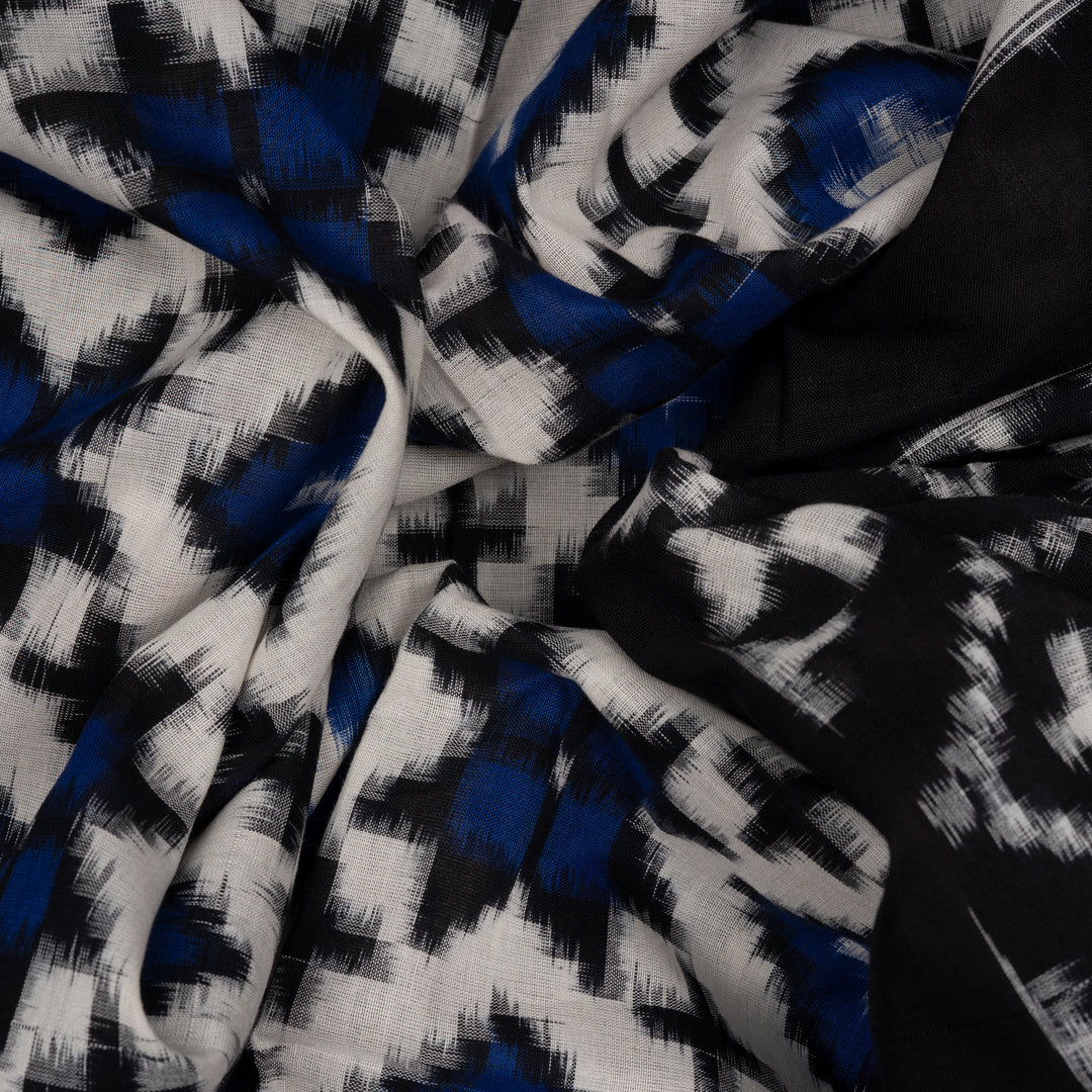 Closeup of  Handwoven Ikat Cotton Saree