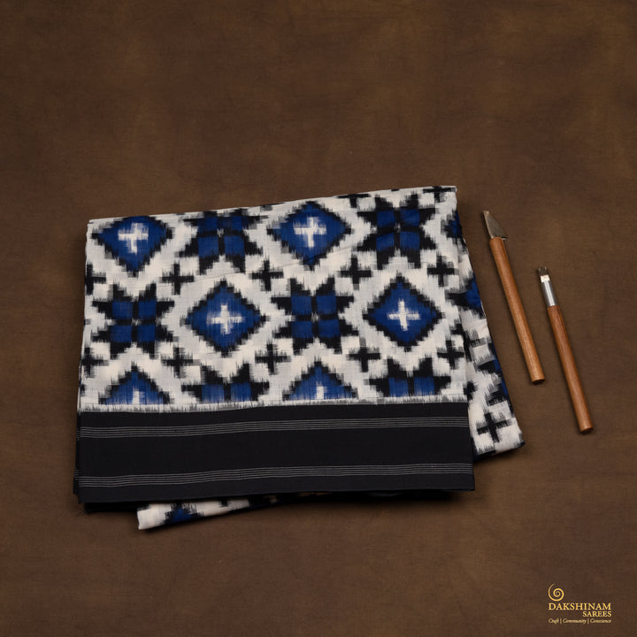 FoldedHandwoven Ikat Cotton Saree