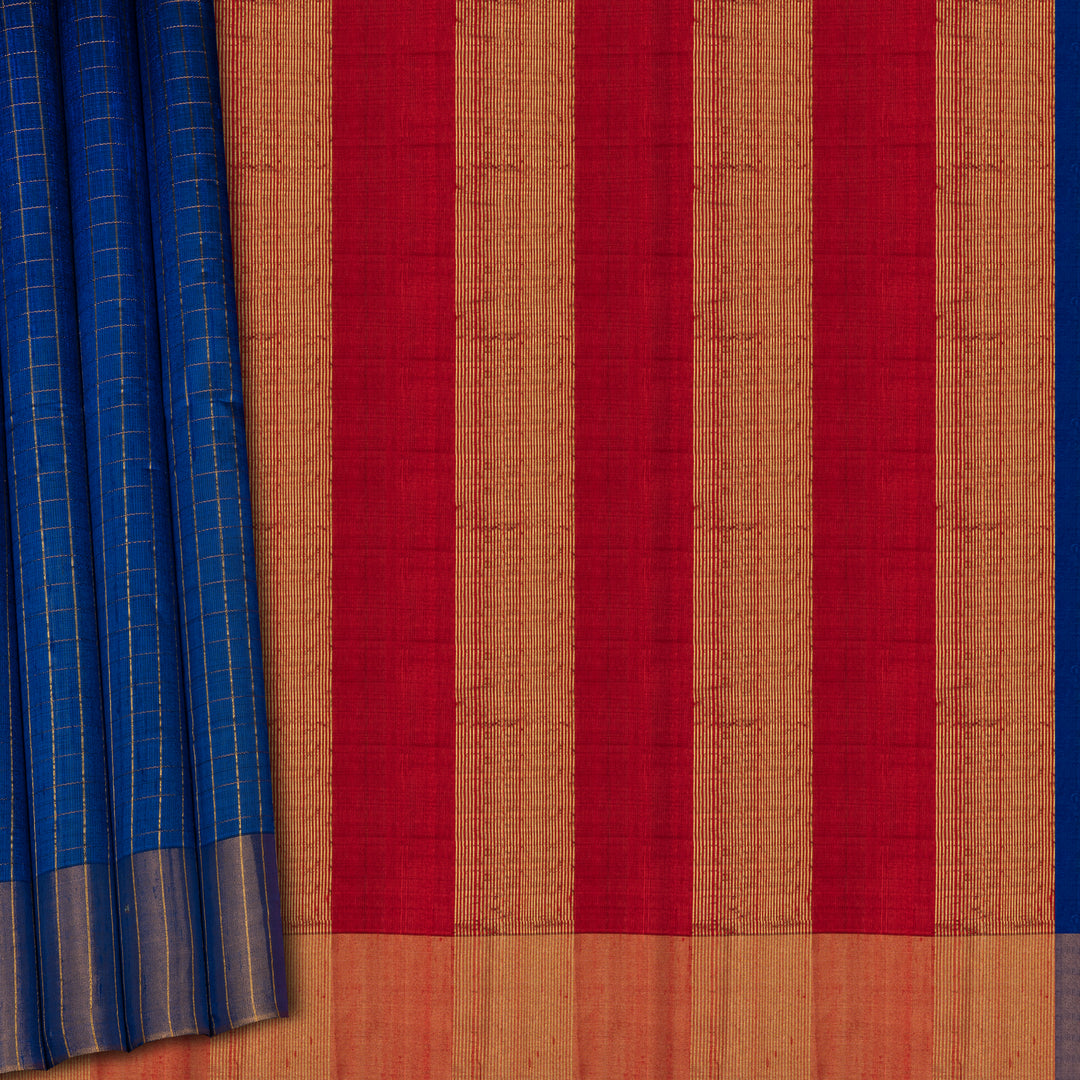 Pleats/body of Handwoven Dupion Soft Silk Saree