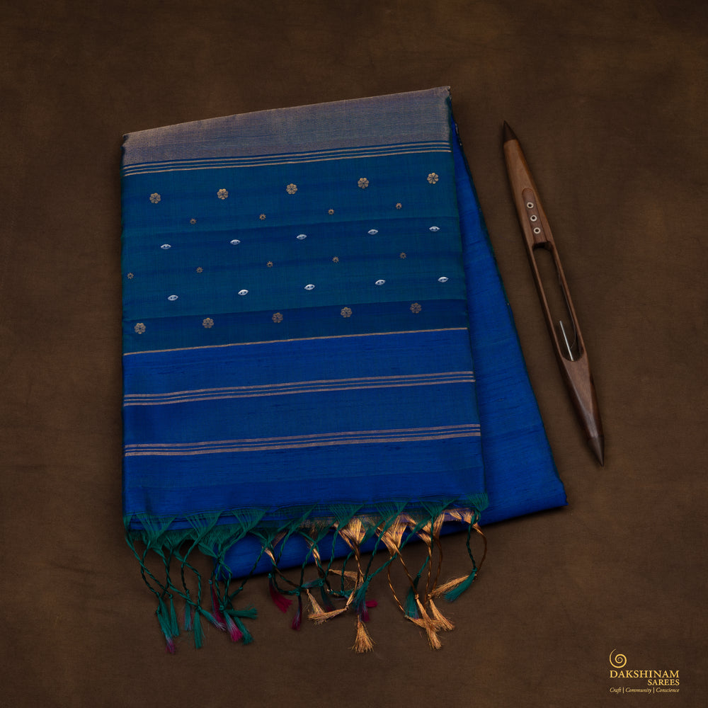 Folded  Handwoven Dupion Soft Silk Saree