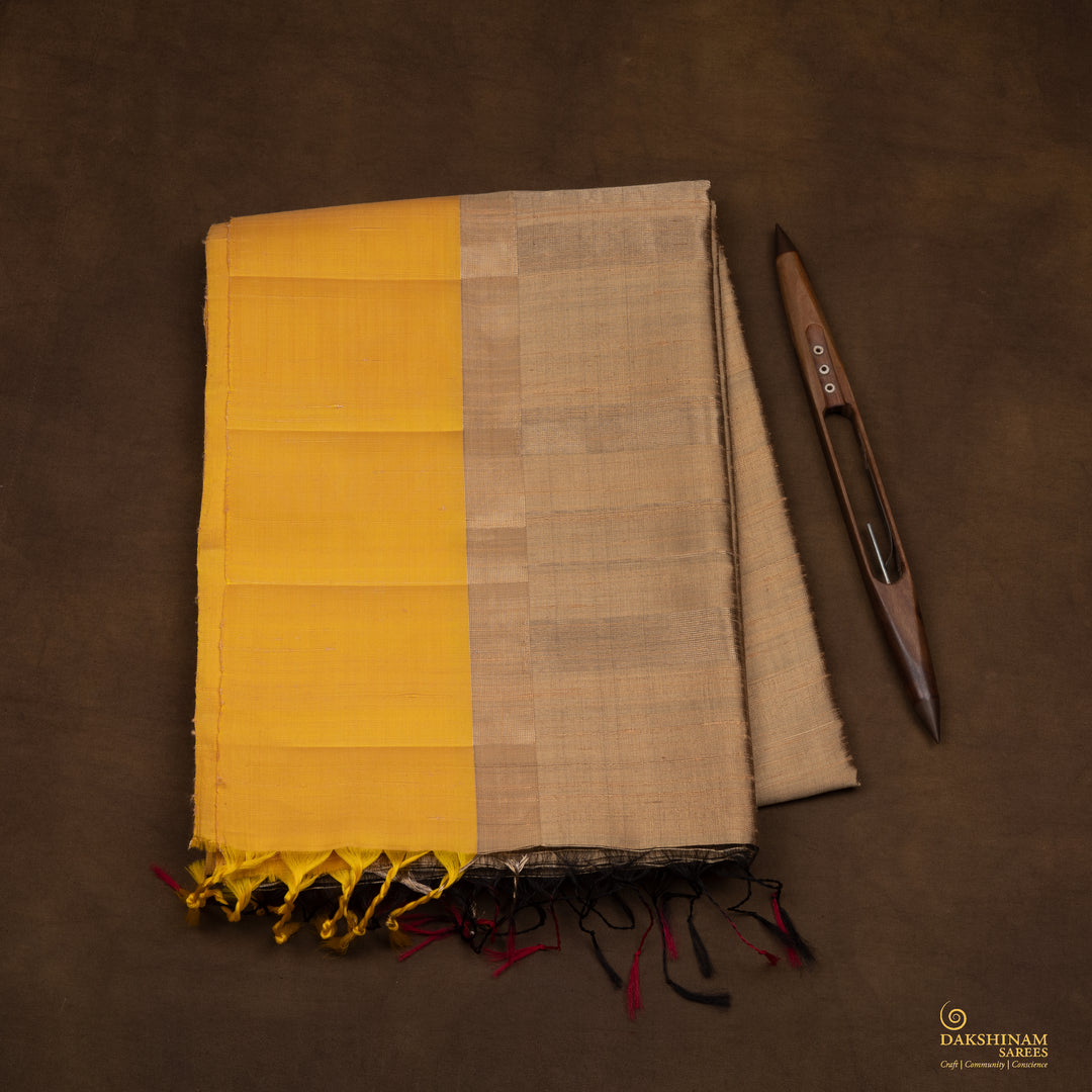 Folded  Handwoven  Dupion Soft Silk Saree