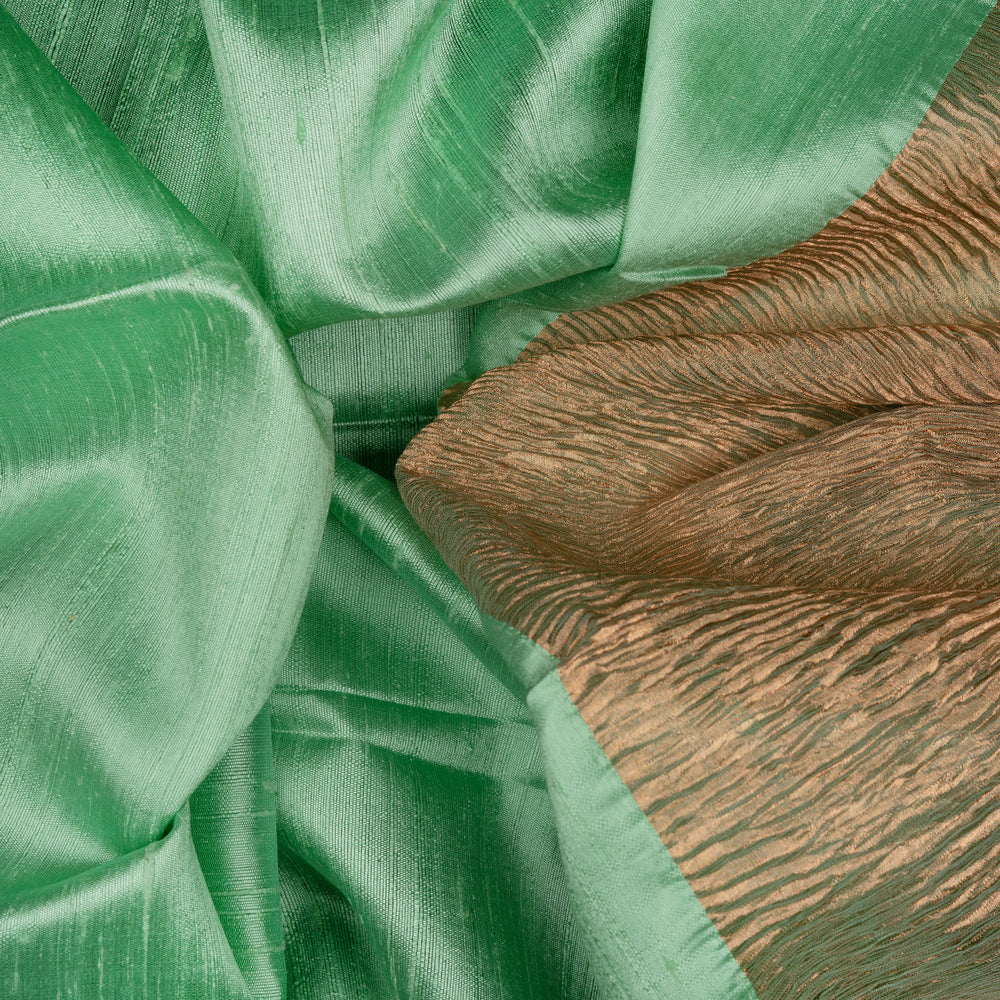 Closeup of  Handwoven Dupion Soft Silk Saree 