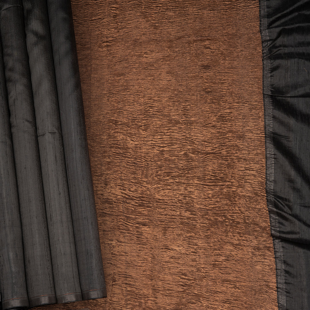 Pleats/body of Handwoven  Dupion Soft Silk Saree
