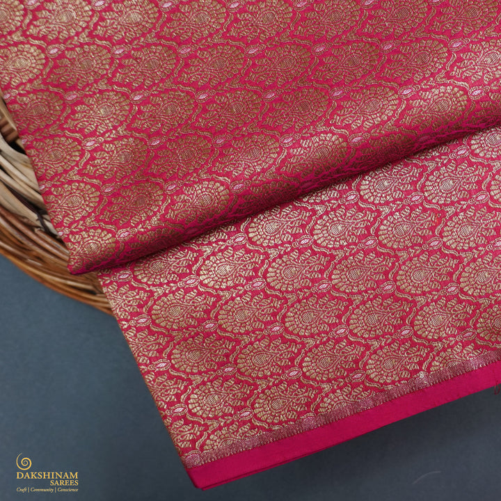 Handwoven Pink Banarasi Fabric - 14T004415DSC
