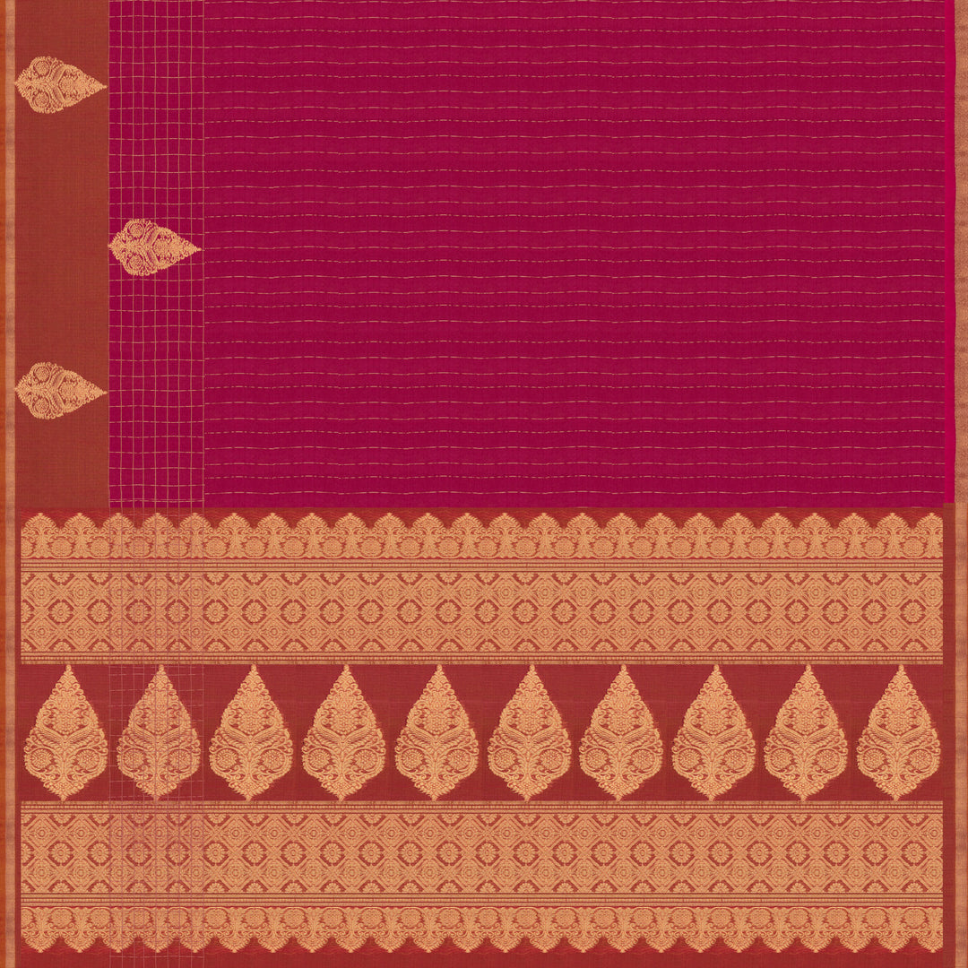 Pallu of Handwoven Pink Silk Cotton Saree 