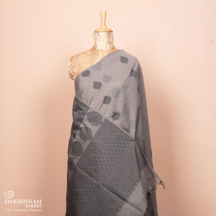 Pleats/body of  Handwoven South Cotton Saree 