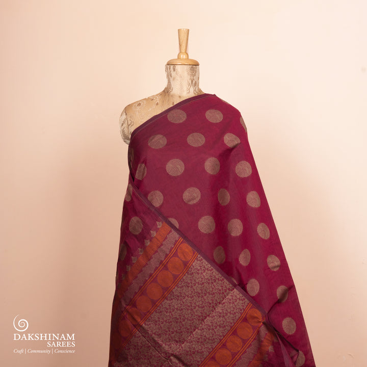 Pleats/body of Handwoven South Cotton Saree