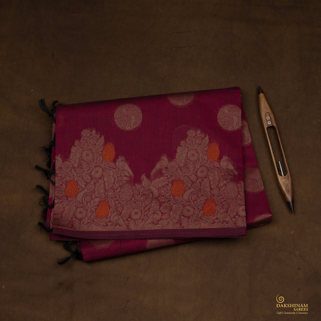 Folded  Handwoven South Cotton Saree