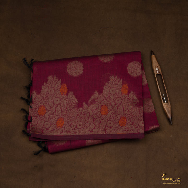 Folded  Handwoven South Cotton Saree