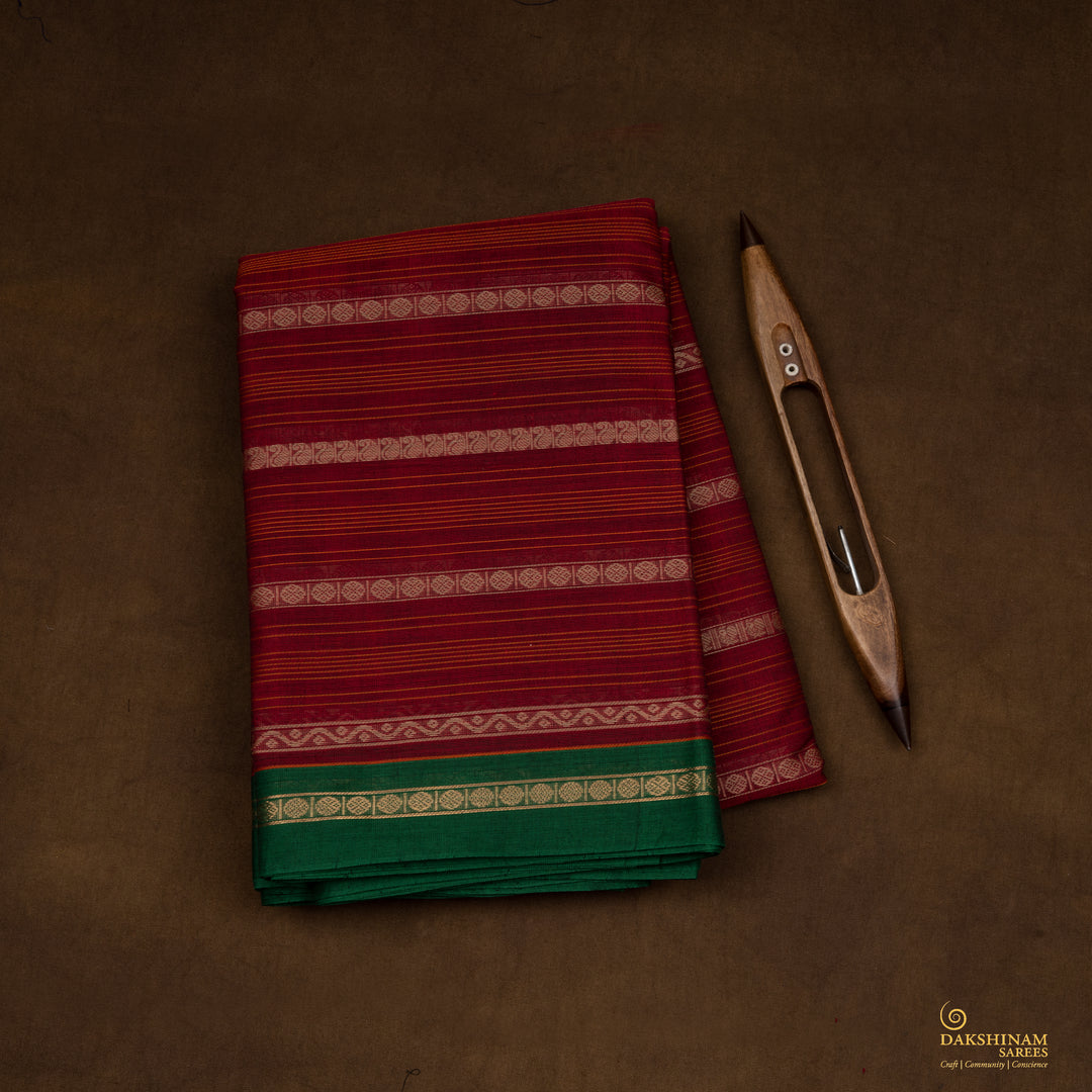 Folded Handwoven Kanjivaram Cotton Saree