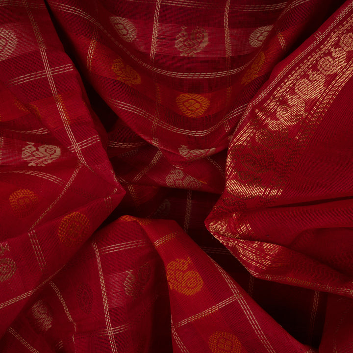 Closeup of Handwoven Kanjivaram Cotton Saree