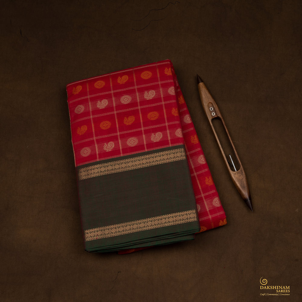 Folded Handwoven Kanjivaram Cotton Saree