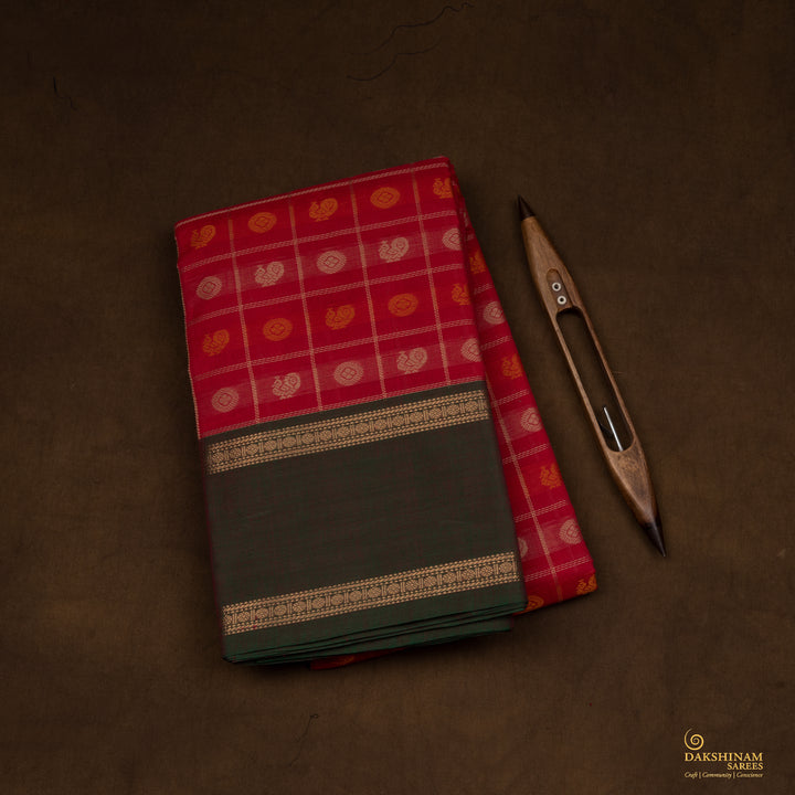 Folded Handwoven Kanjivaram Cotton Saree