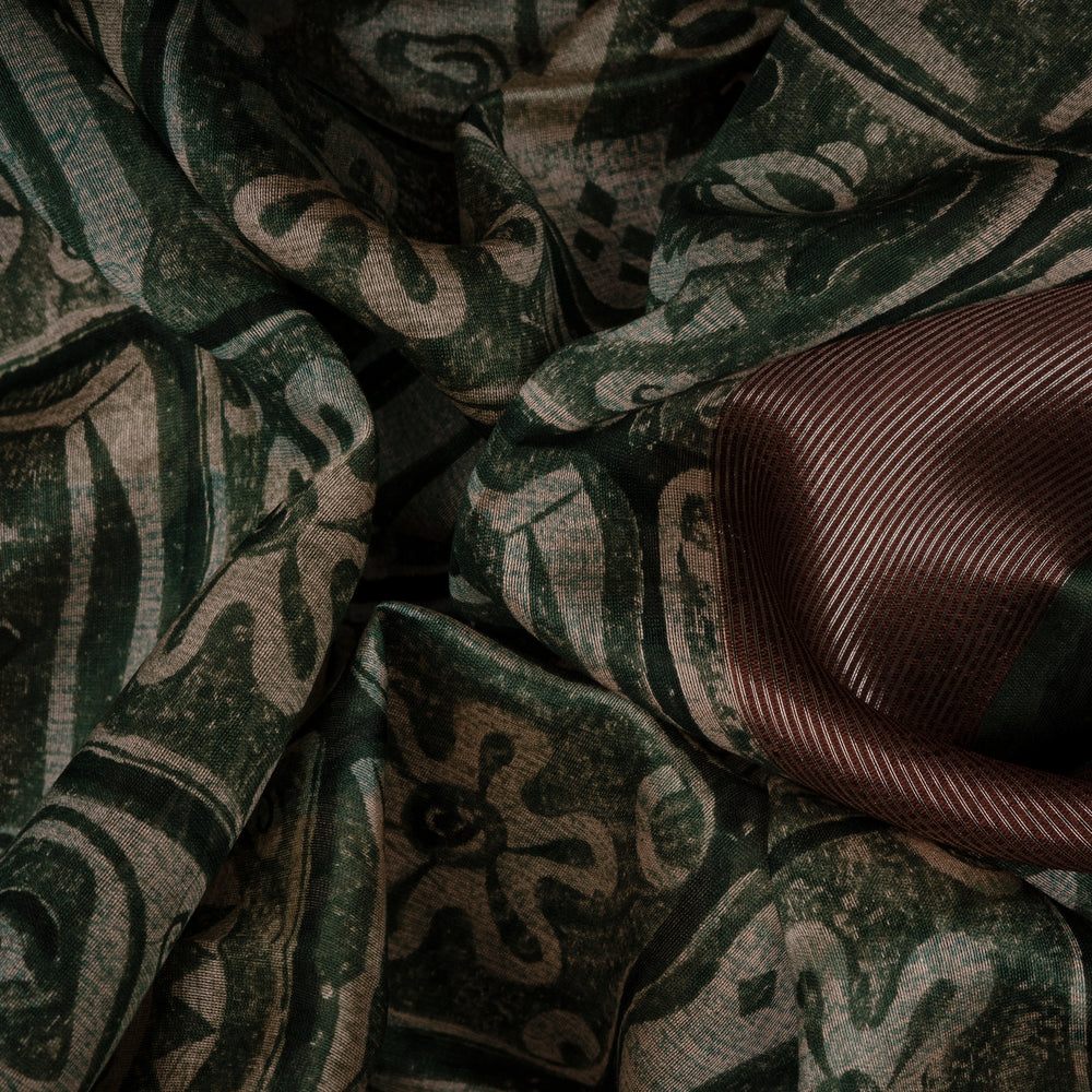 Closeup of Handwoven Chanderi Silk Saree