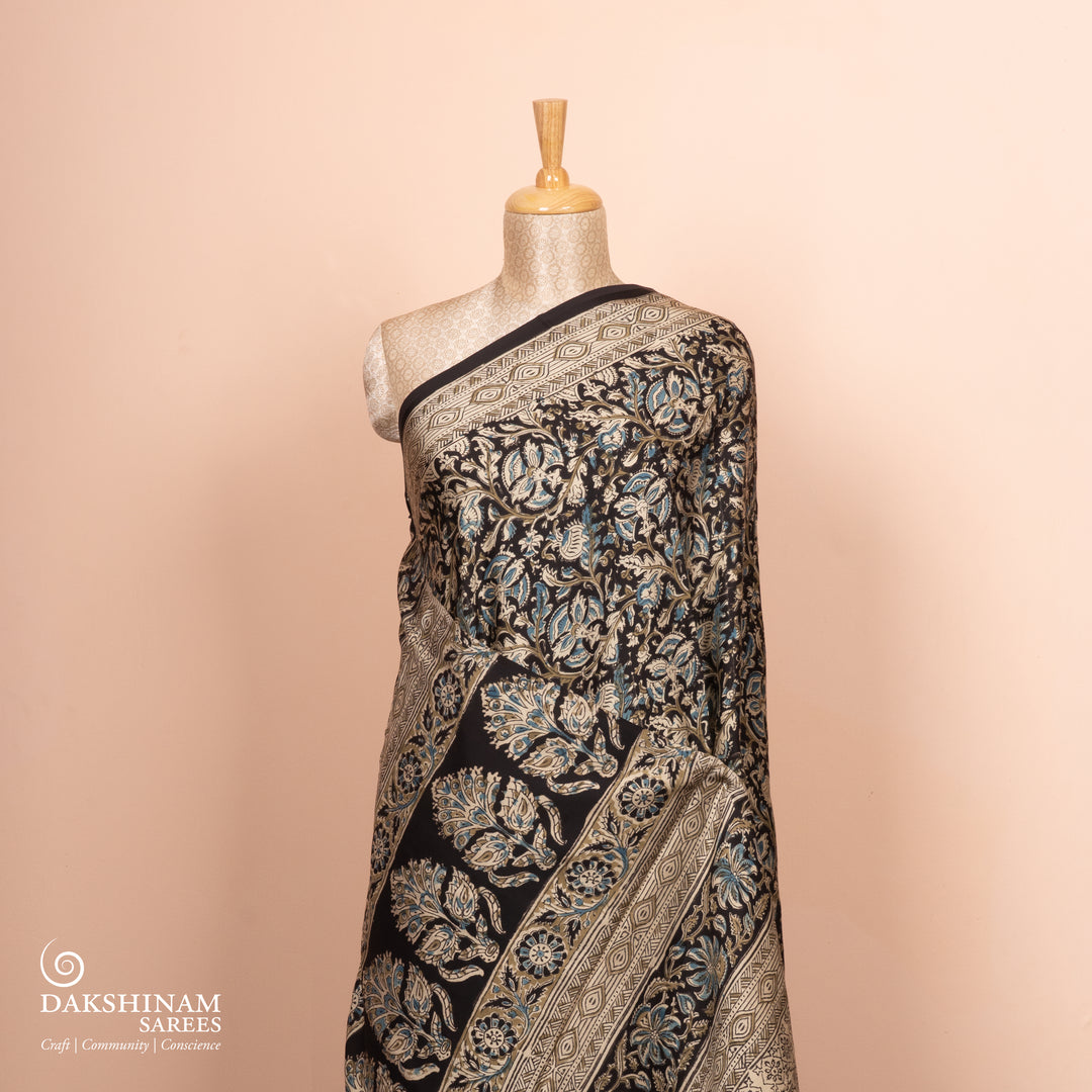 Pleats of  Handwoven Modal Silk Saree