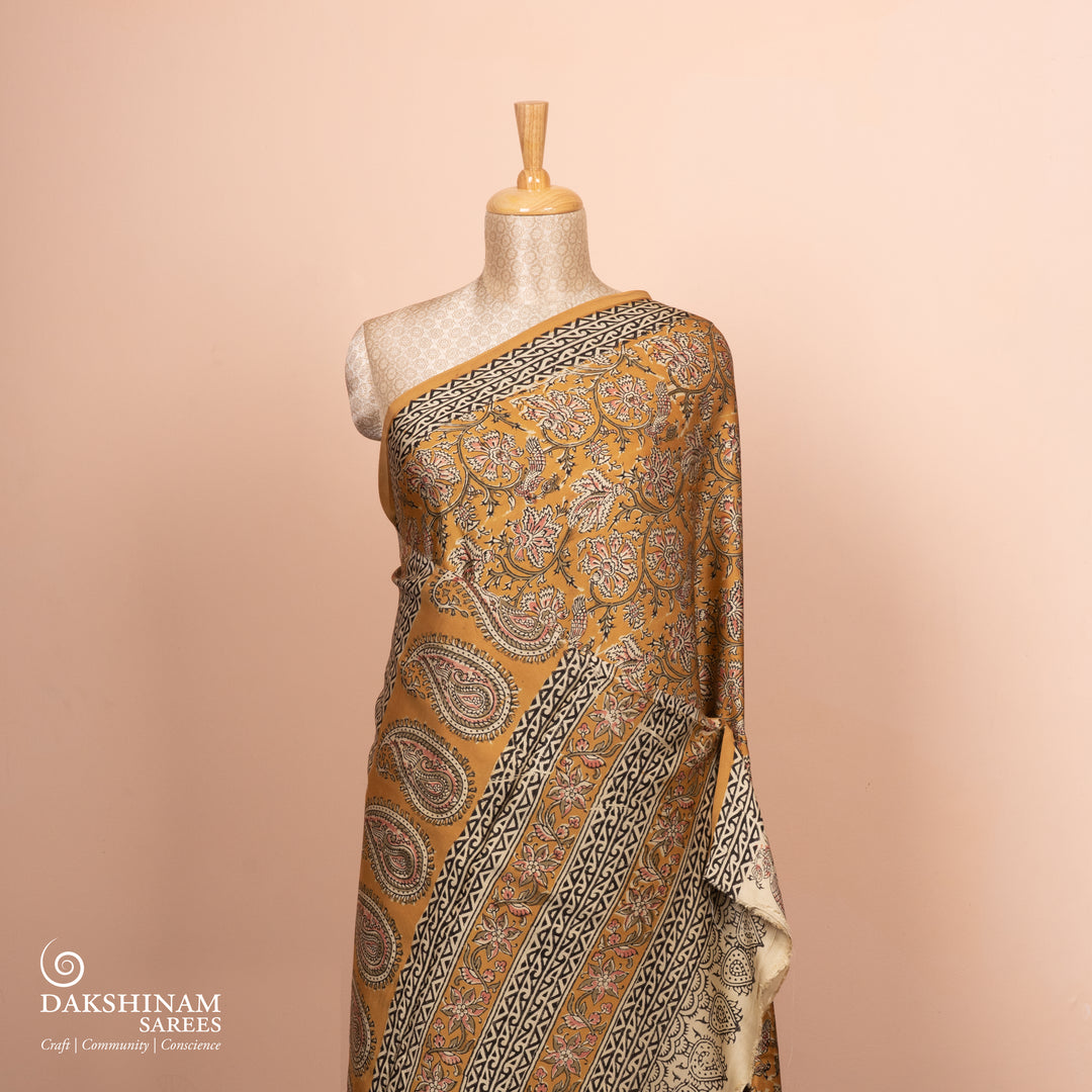 Pleats/body of  Handwoven Modal Silk Saree