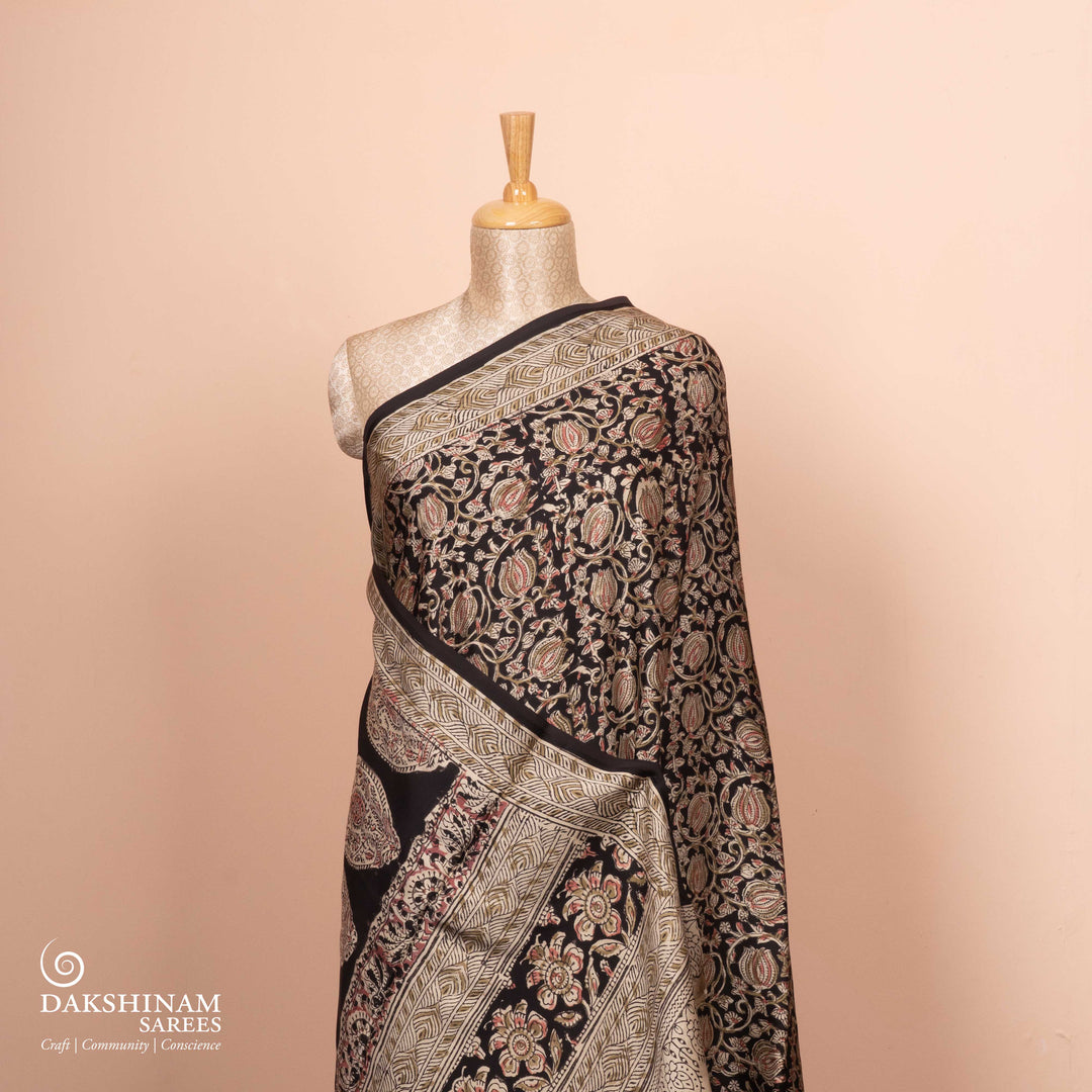 Pleats/body of Handwoven Maroon with multi-colour Modal Silk Saree