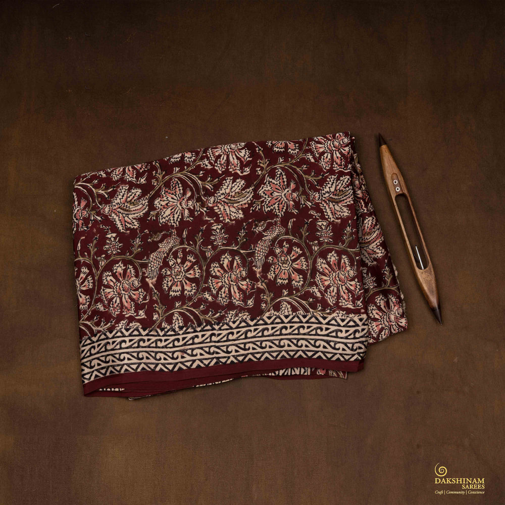 Folded Handwoven Maroon with multi-colour Modal Silk Saree