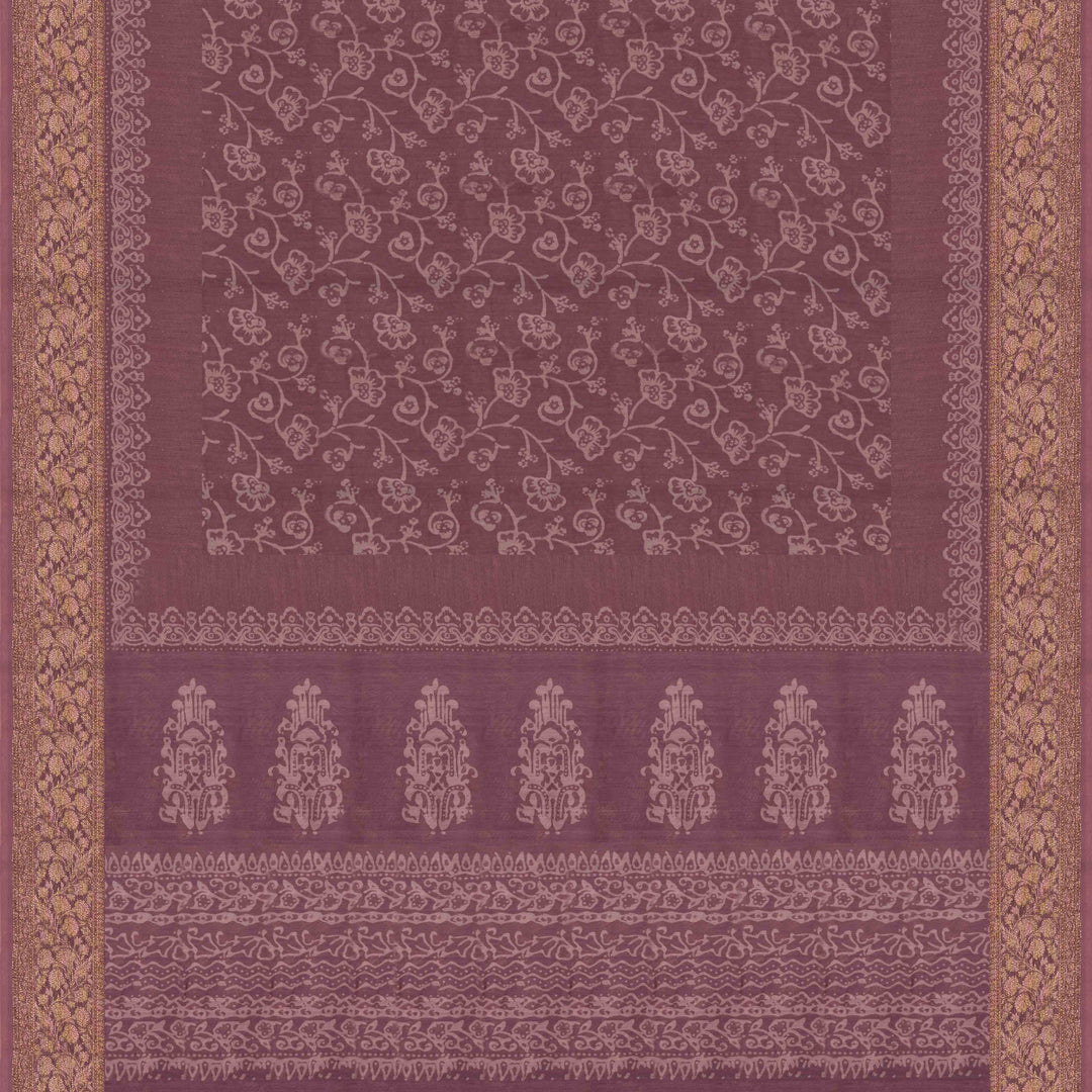 Pallu of Handwoven Lavendar Chanderi Silk Saree 