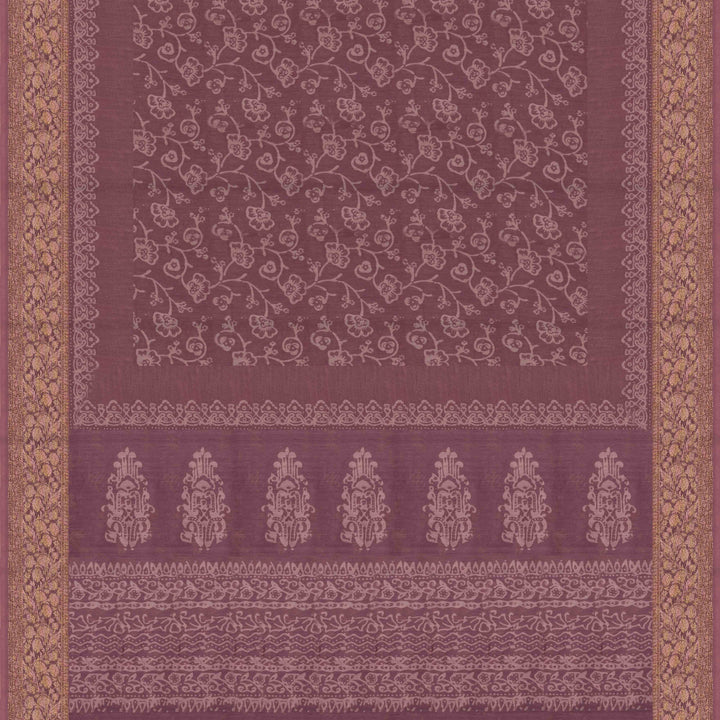 Pallu of Handwoven Lavendar Chanderi Silk Saree 