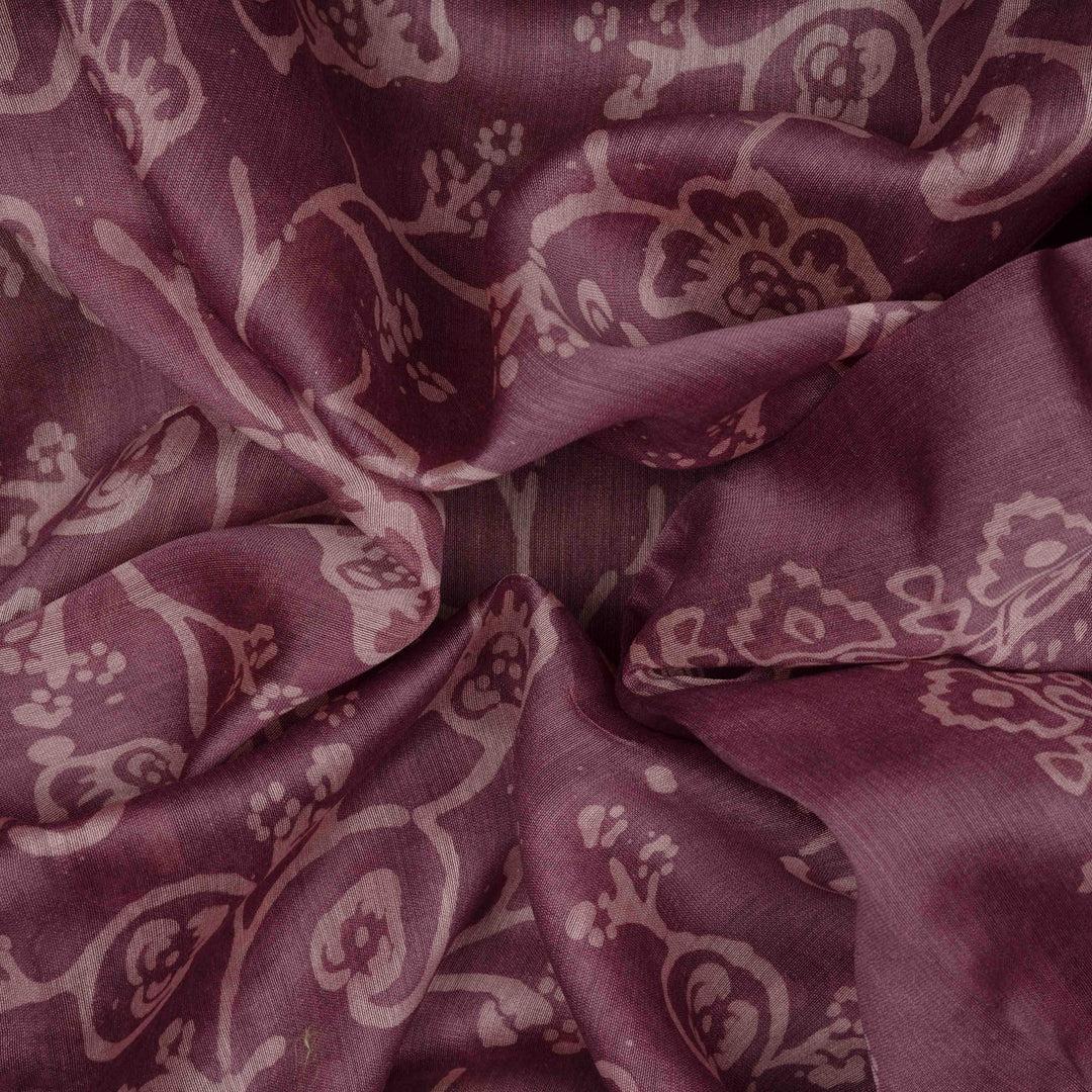 Closeup of Handwoven Lavendar Chanderi Silk Saree 