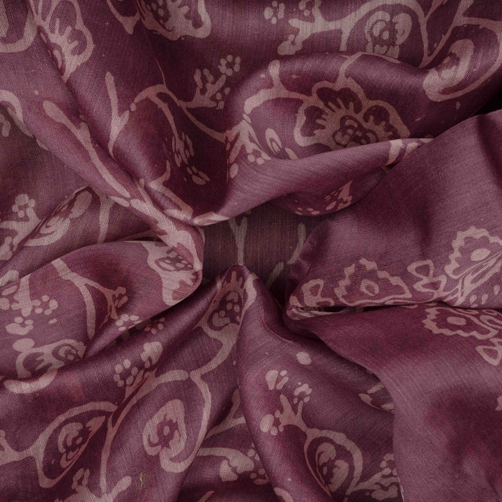 Closeup of Handwoven Lavendar Chanderi Silk Saree 