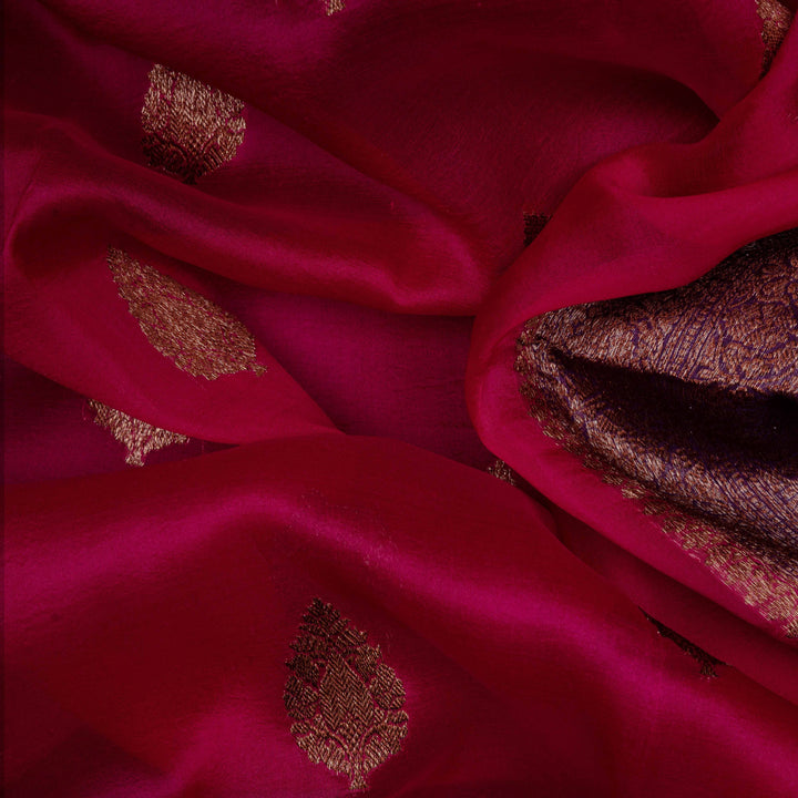 Closeup of Handwoven Banarasi organza silk Saree