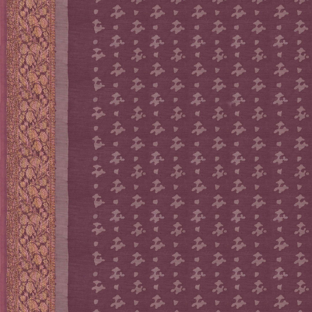 Blouse of Handwoven Lavendar Chanderi Silk Saree 