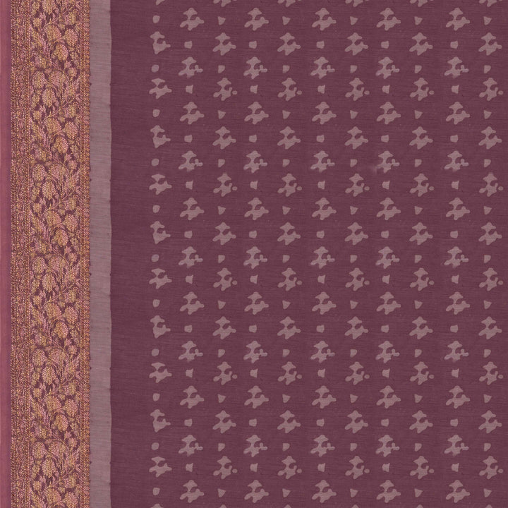 Blouse of Handwoven Lavendar Chanderi Silk Saree 