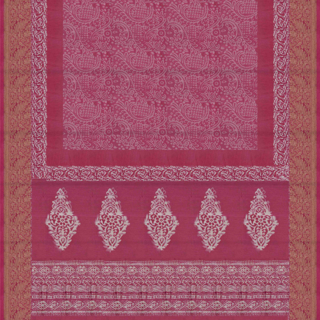 Pallu of Handwoven Pink Chanderi Silk Saree