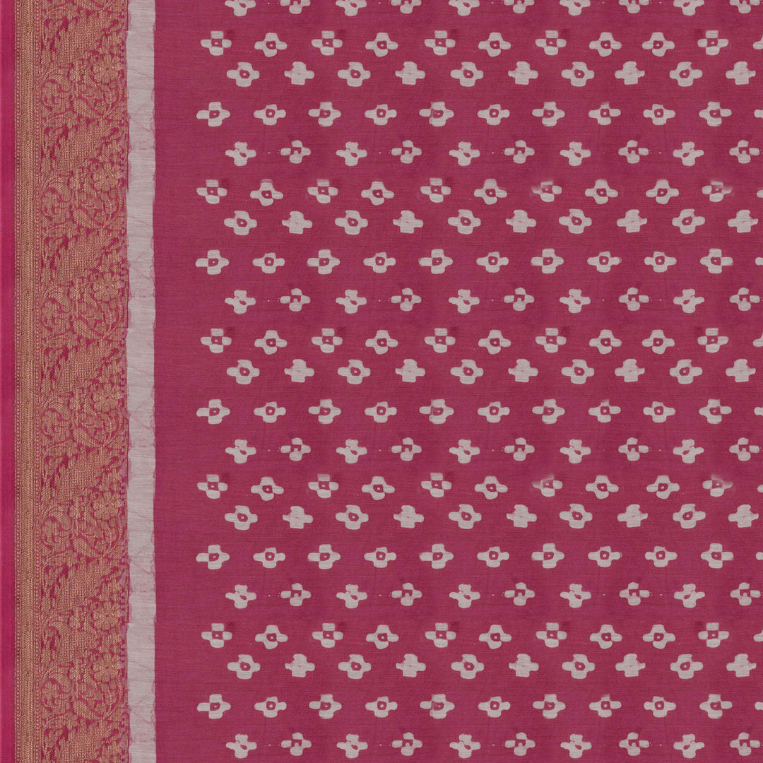 Blouse of Handwoven Pink Chanderi Silk Saree