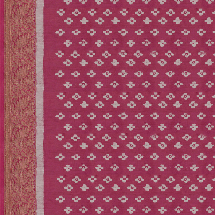 Blouse of Handwoven Pink Chanderi Silk Saree