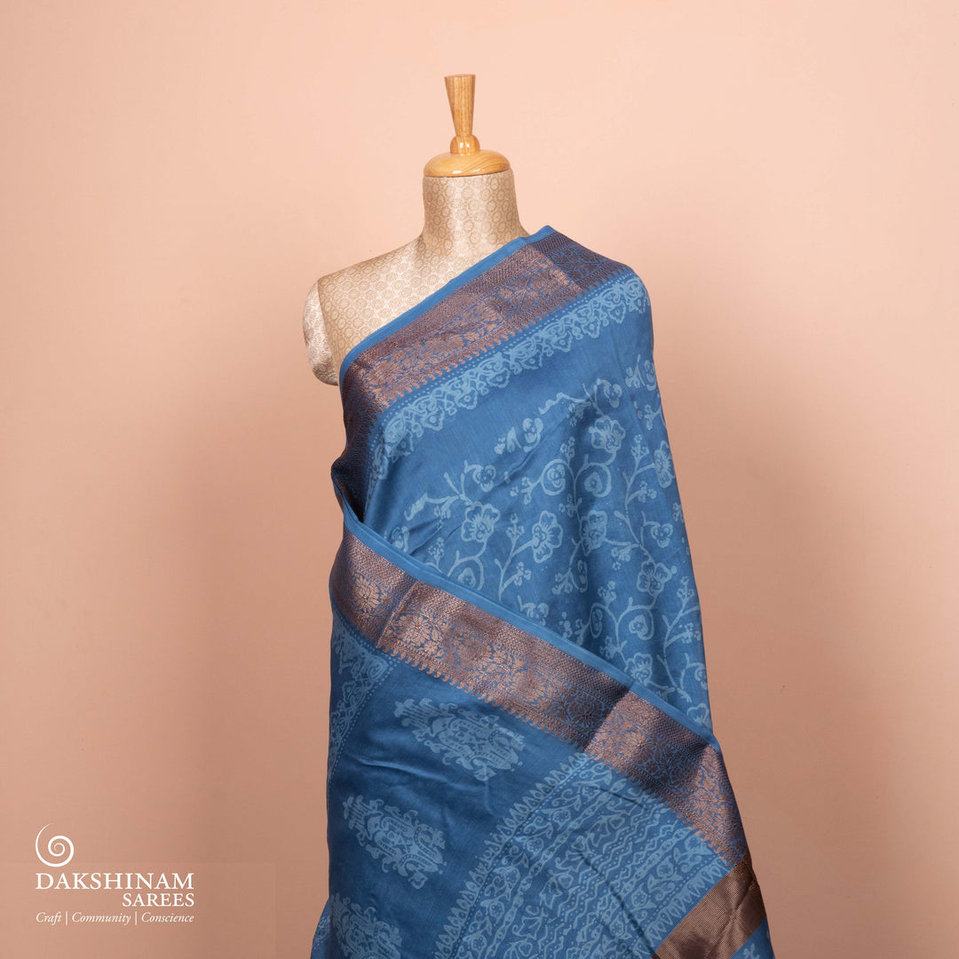 Pleats/body of Handwoven Lavendar Chanderi Silk Saree