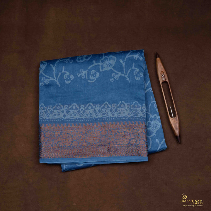 Folded Handwoven Lavendar Chanderi Silk Saree