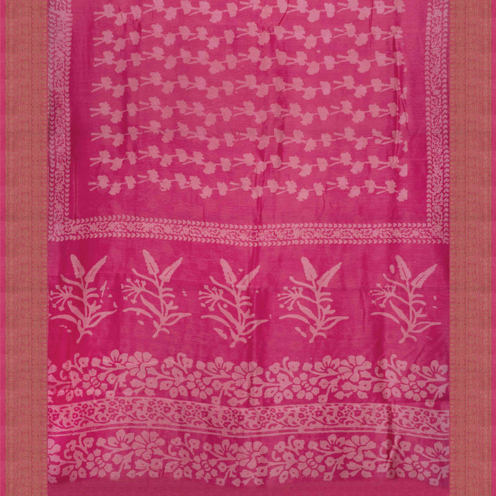 Pallu of Handwoven Pink Chanderi Silk Saree