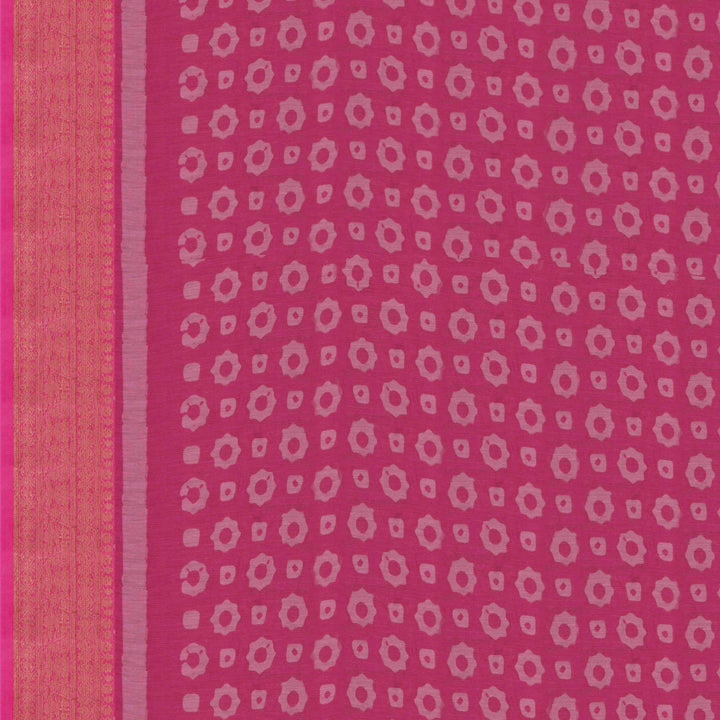 Blouse of Handwoven Pink Chanderi Silk Saree