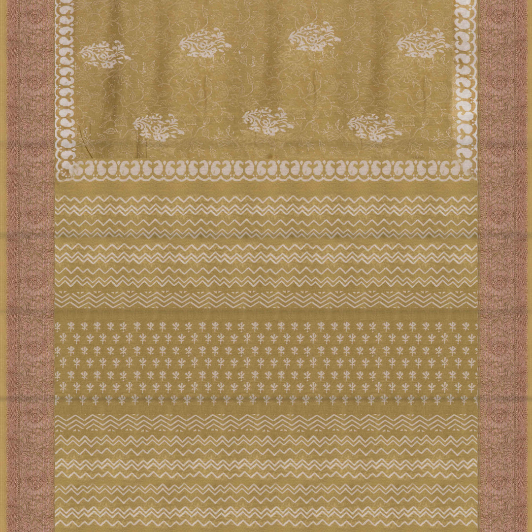 Pallu of Handwoven Green Chanderi Silk Saree 