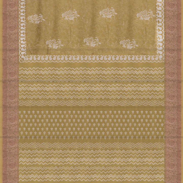 Pallu of Handwoven Green Chanderi Silk Saree 
