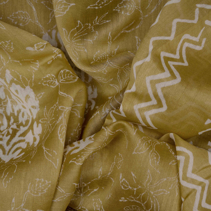 Closeup of Handwoven Green Chanderi Silk Saree 