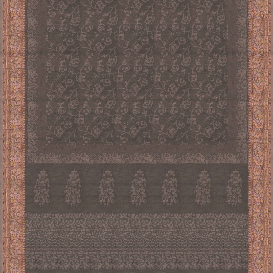 Pallu of Handwoven Green Chanderi Silk Saree 