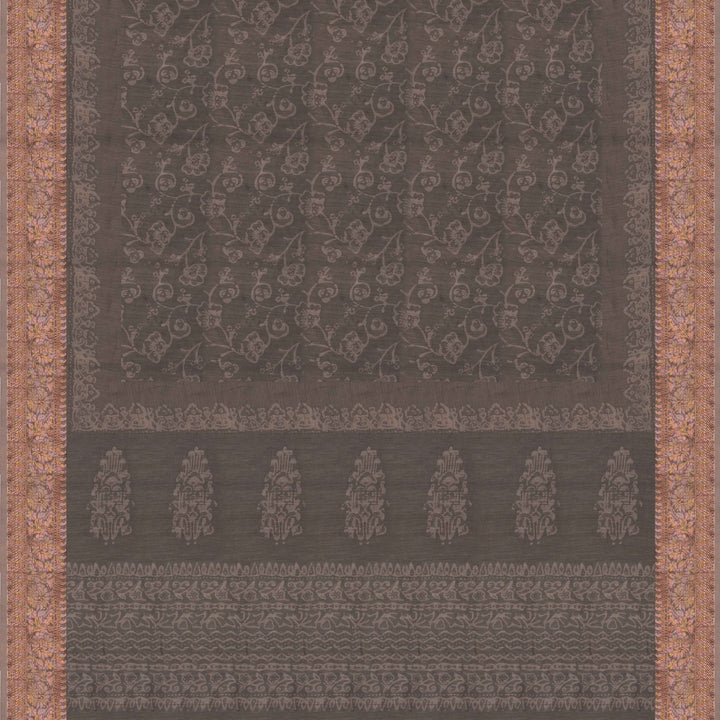 Pallu of Handwoven Green Chanderi Silk Saree 
