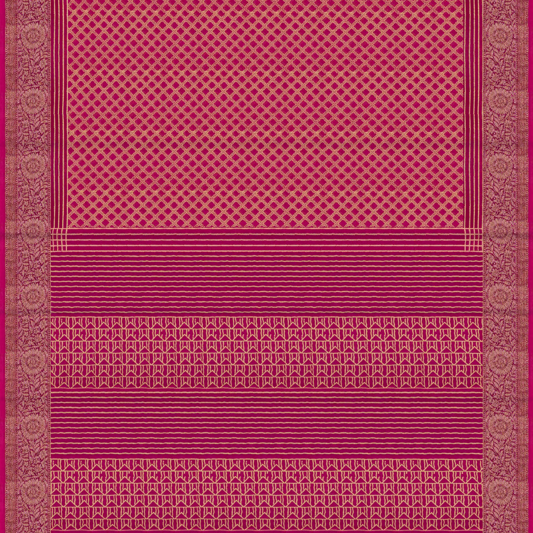 Pallu of Handwoven Pink Chanderi Silk Saree