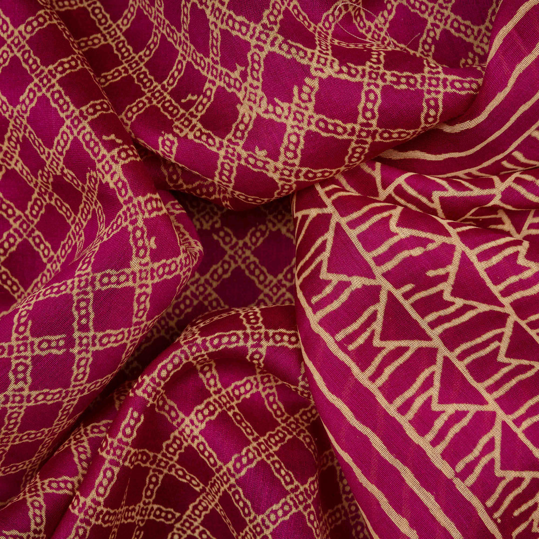 Closeup of Handwoven Pink Chanderi Silk Saree