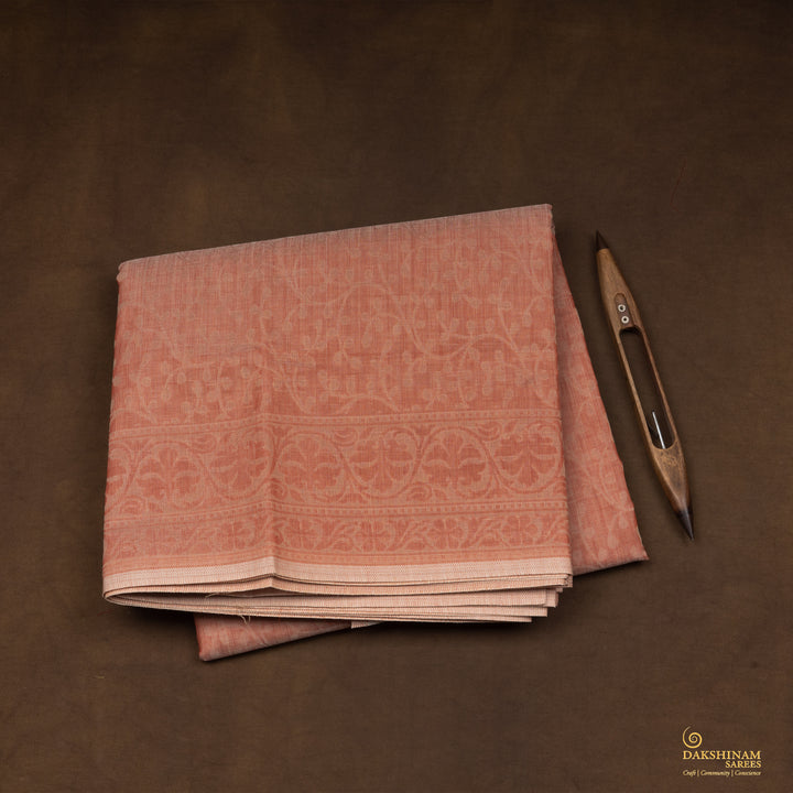 Handwoven Peach South Cotton Saree - 2932T014592DSC