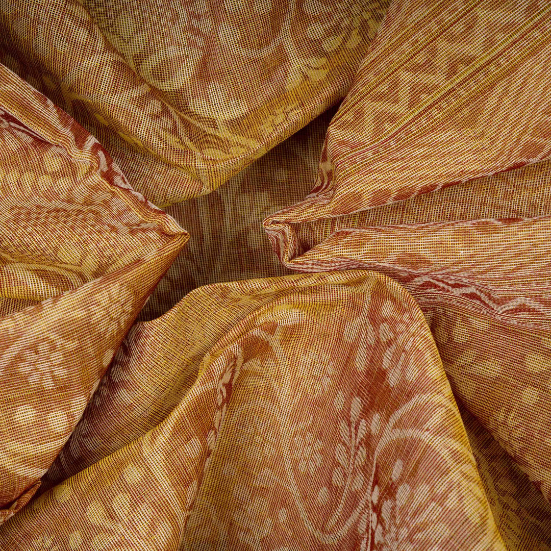 Handwoven Rust Yellow South Cotton Saree - 2938T014584DSC