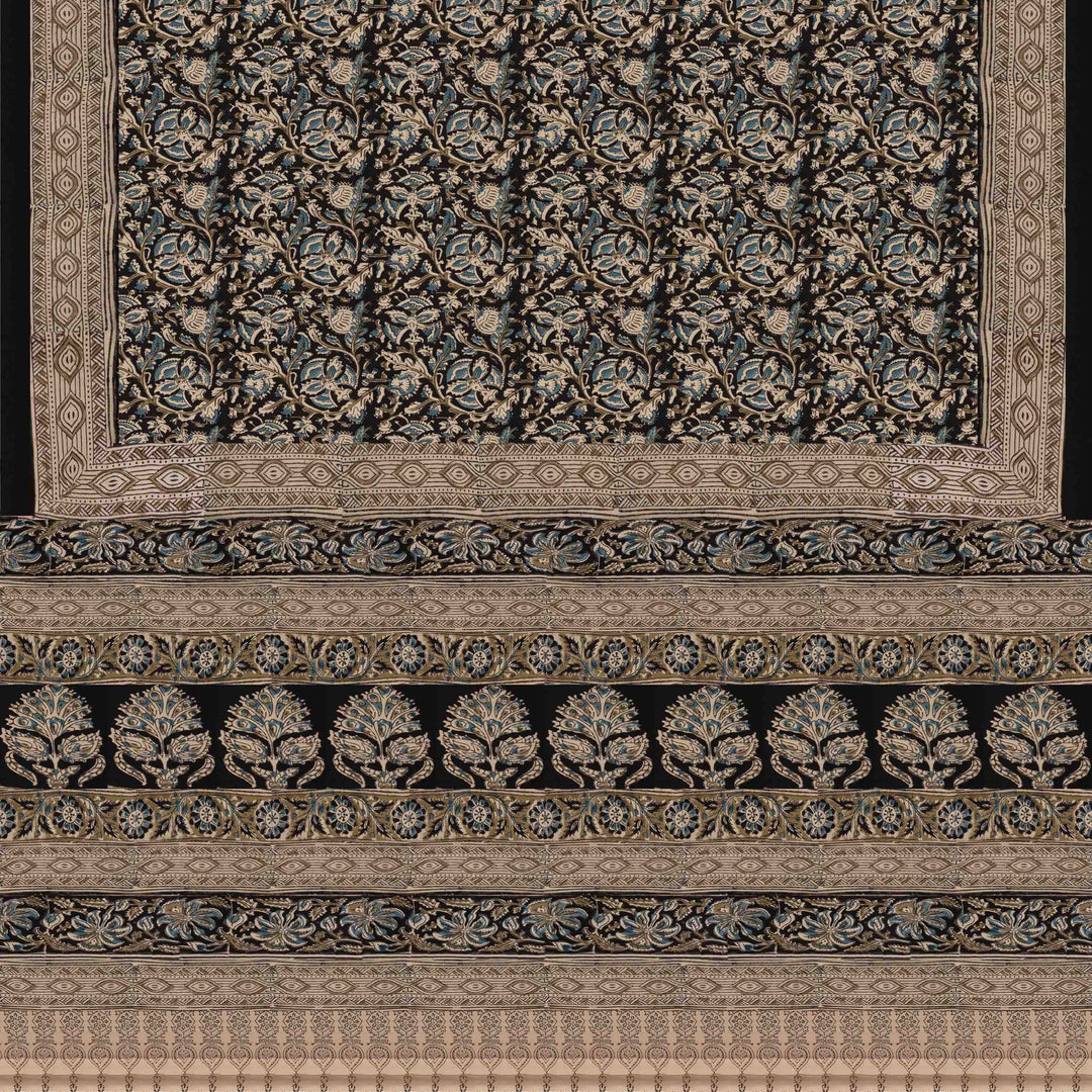 Handwoven Multi-colour with Black Modal Silk Saree- 2946T013669